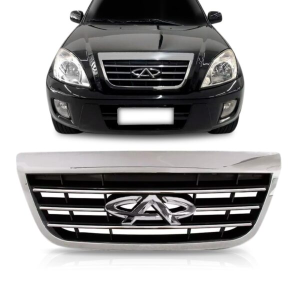 Grade Radiador Tiggo 2010 2011 2012 2013 Preto Com Friso Cro Preto