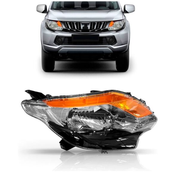 Farol Triton 17 18 Com Sinaleira Ambar Manual Mascara Negra Lado Direito