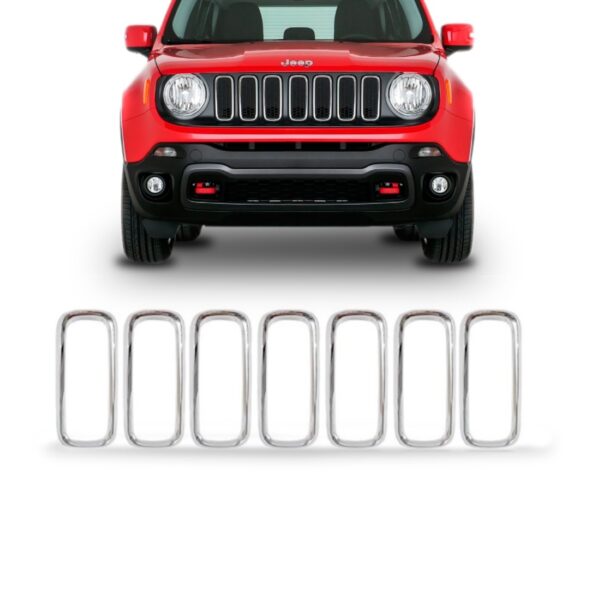 Moldura Grade Radiador Renegade 2015 A 2017 Cromada 7pçs Cromado
