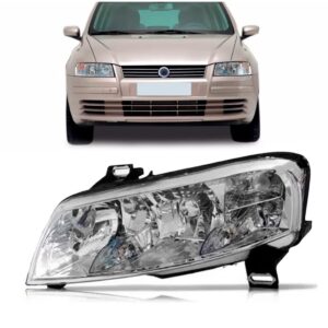 Farol Stilo 2001/2007 Moldura Cromada S/ Auxiliar Elétrico Lado Esquerdo