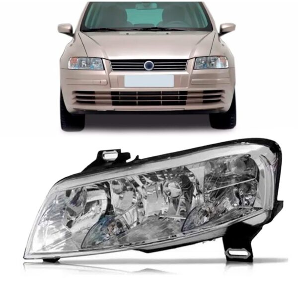 Farol Stilo 2001/2007 Moldura Cromada S/ Auxiliar Elétrico Lado Esquerdo