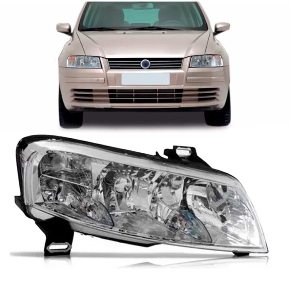 Farol Stilo 2001/2007 Moldura Cromada S/ Auxiliar Elétrico Lado Direito