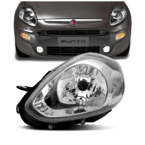 Farol Punto 2012 2013 2014 2015 2016 Cromado 1ª Linha Esquerdo/motorista