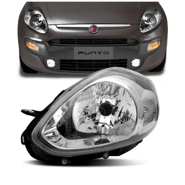 Farol Punto 2012 2013 2014 2015 2016 Cromado 1ª Linha Esquerdo/motorista