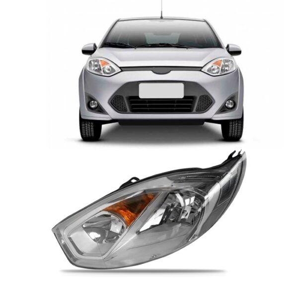 Farol Fiesta 2010 2011 2012 Cromado Com Pisca Âmbar 1ª Linha Esquerdo/motorista