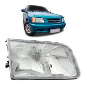 Farol S10 1996 1998 1999 Com Suporte Lente Acrílico 1ª Linha - Direito/passageiro