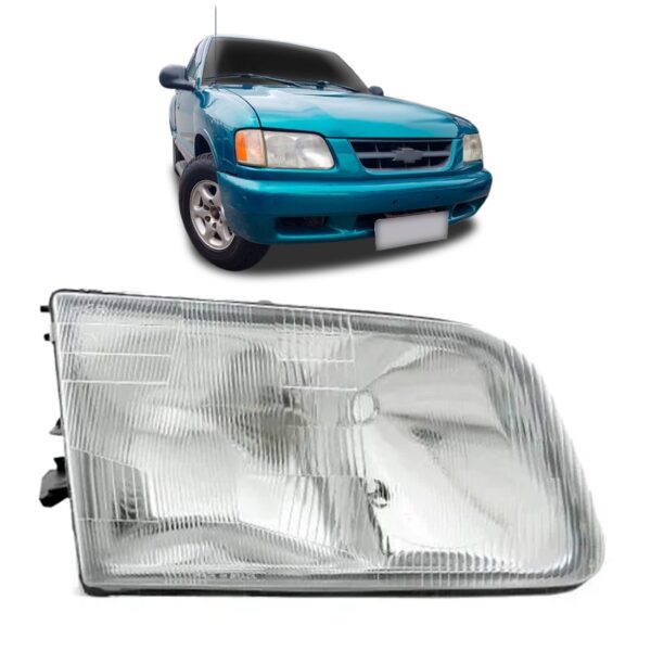 Farol S10 1996 1998 1999 Com Suporte Lente Acrílico 1ª Linha - Direito/passageiro