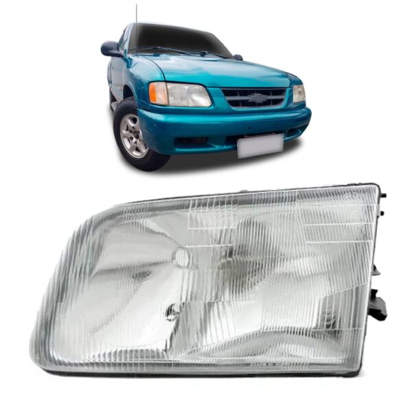 Farol S10 1996 1998 1999 Com Suporte Lente Acrílico 1ª Linha - Esquerdo/motorista