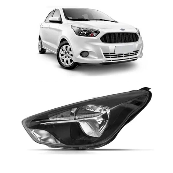 Farol Ka 2015 A 2018 Manual Mascara Negra 1ª Linha - Esquerdo/motorista