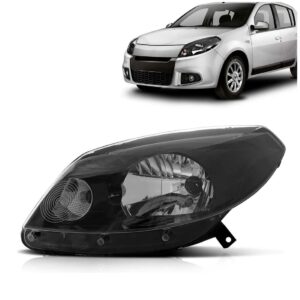 Farol Sandero 2012 2013 2014 Manual Máscara Negra 1ª Linha - Esquerdo/motorista