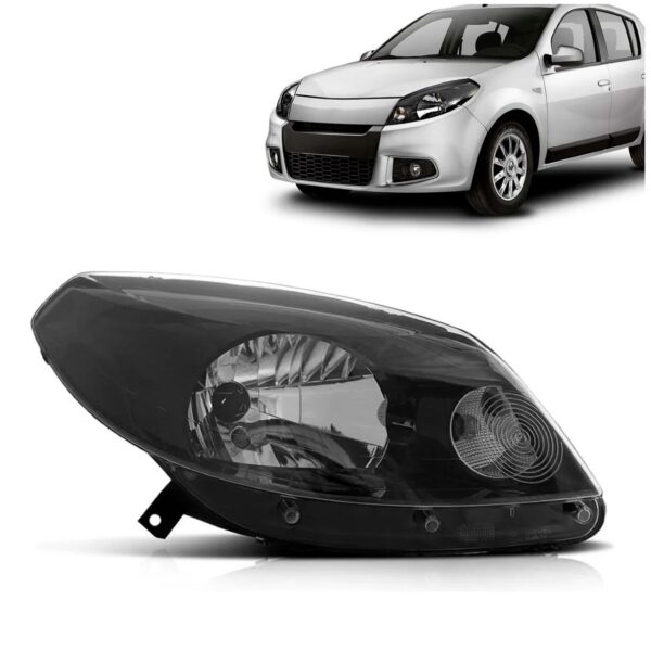 Farol Sandero 2012 2013 2014 Manual Máscara Negra 1ª Linha Direito/passageiro