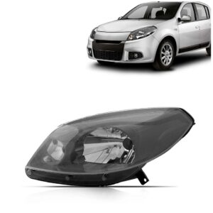 Farol Sandero 2012 2013 2014 Manual Máscara Cinza C/garantia Lado Esquerdo