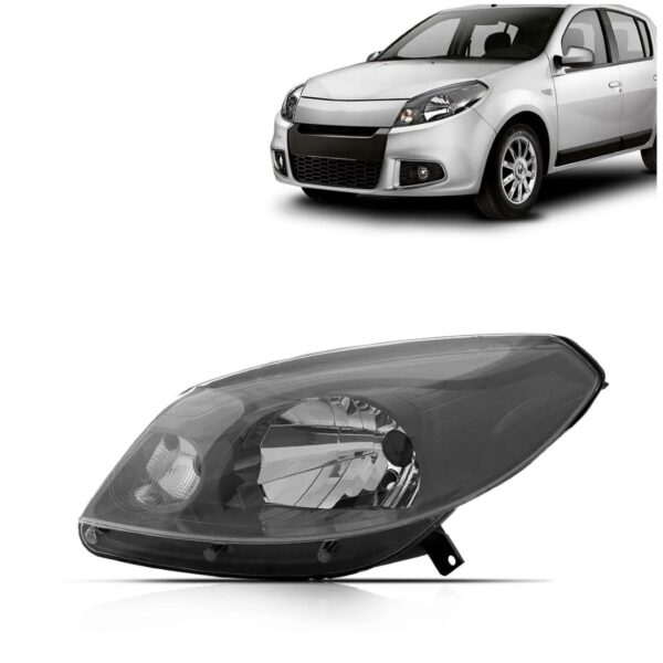 Farol Sandero 2012 2013 2014 Manual Máscara Cinza C/garantia Lado Esquerdo