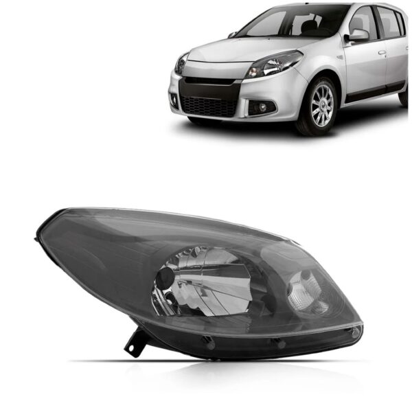 Farol Sandero 2012 2013 2014 Manual Máscara Cinza C/garantia Lado Direito