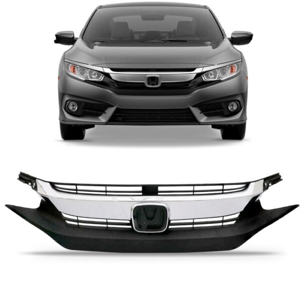 Tela Frontal Honda Civic 2016 2017 2018 Com Friso Cromado