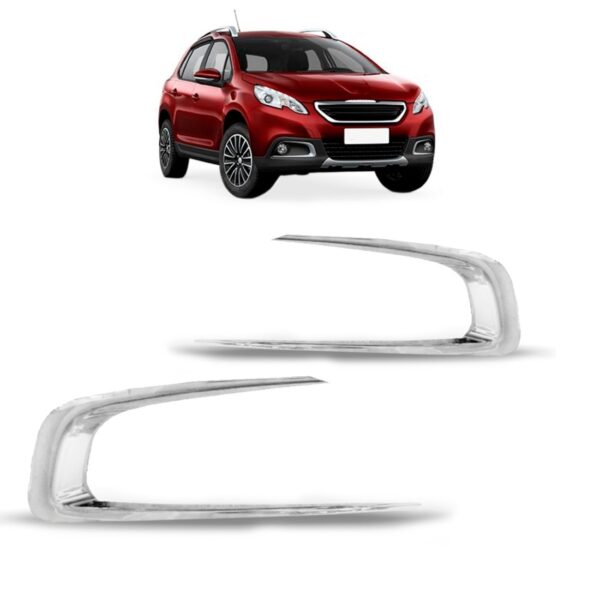 Par Moldura Milha Para Peugeot 2008 Cromada 2015 Até 2019 Cromado Ambos Os Lados