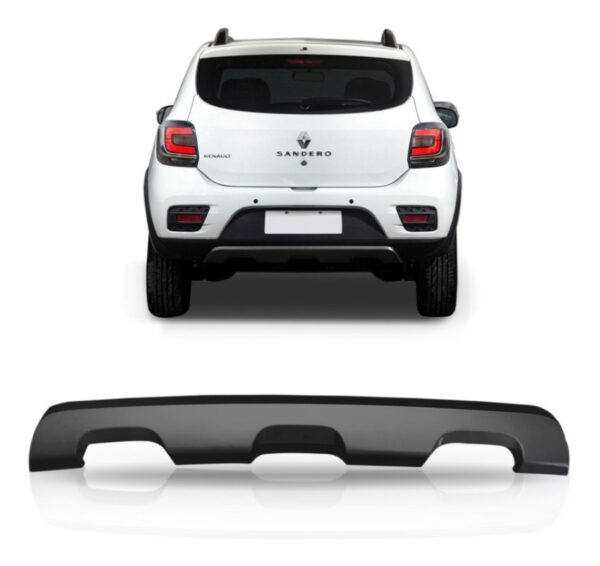 Aplique Parachoque Traseiro Sandero Stepway 2015 16 17 Preto Preto