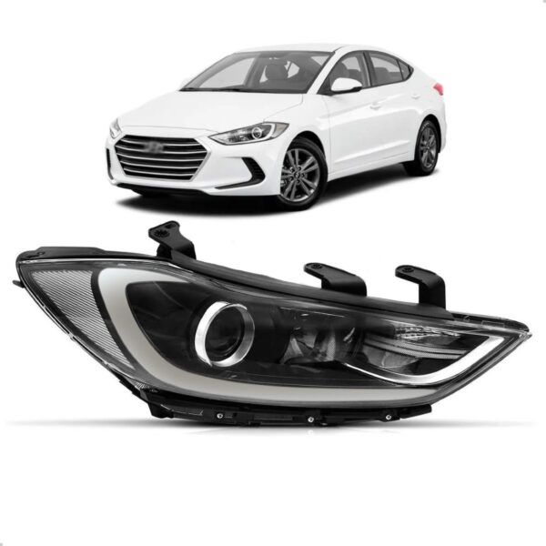 Farol Elantra 17 18 Com Projetor Sem Led Com Motor 1ª Linha - Direito/passageiro