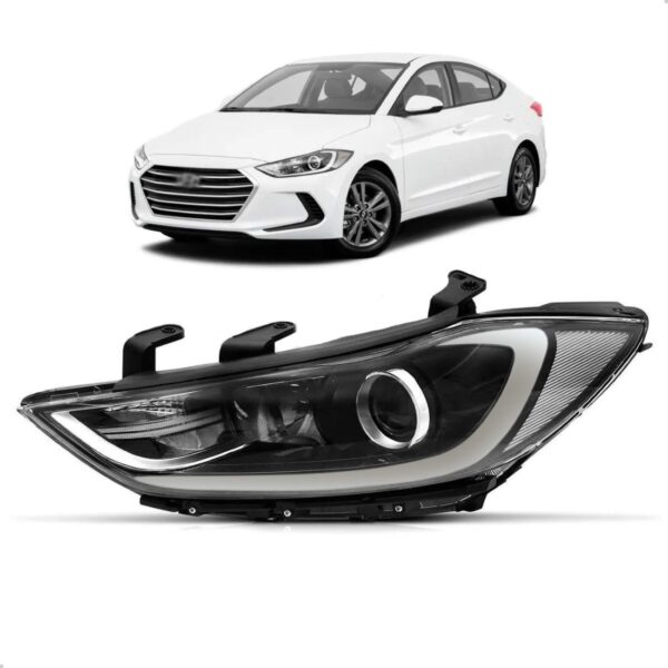Farol Elantra 17 18 Com Projetor Sem Led Com Motor 1ª Linha - Esquerdo/motorista