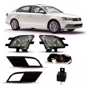 Kit Farol Milha Auxiliar Neblina Jetta 15 À 2017 Com Grade.