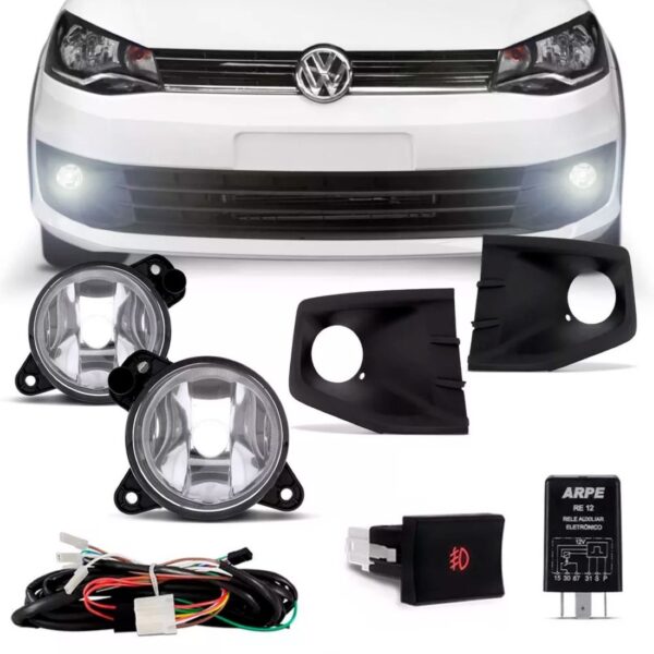 Kit Farol Neblina Milha Saveiro Gvi 2013 À 2015 Com Grade Transparente