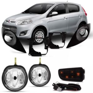Kit Farol Auxiliar Palio 2013 À 2016 Com Grade Com Moldura