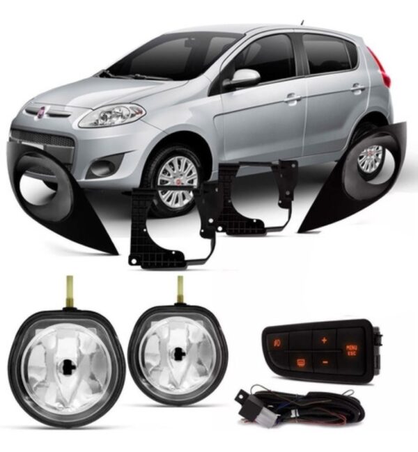 Kit Farol Auxiliar Palio 2013 À 2016 Com Grade Com Moldura