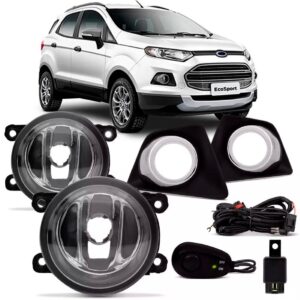 Kit Farol Milha Auxiliar Ecosport 2013 A 2017 Aro Cromado