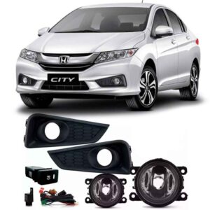 Kit Farol Neblina Milha City 2016 2017 Com Grade Aro Preto