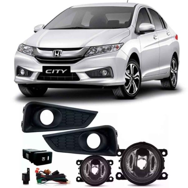 Kit Farol Neblina Milha City 2016 2017 Com Grade Aro Preto