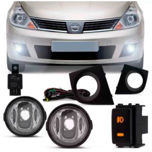 Kit Farol Neblina Milha Tiida 2012 À 2015 Com Grade Cristal