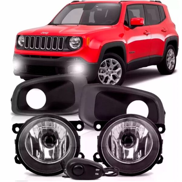 Kit Farol Milha Jeep Renegade 2015 À 2018 Com Grade Moldura