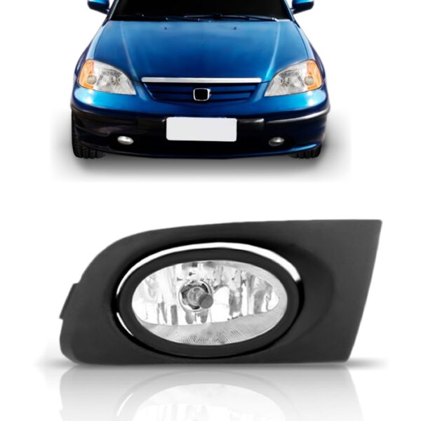 Farol Milha Aux Civic 2001 2002 2003 Com Grade Cristal