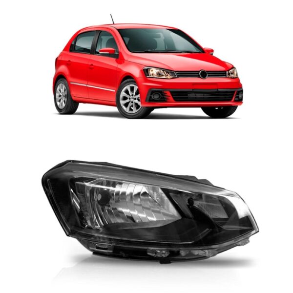 Farol Gol G7 16/18 Manual Foco Simples Friso Preto 1ª Linha - Direito/passageiro