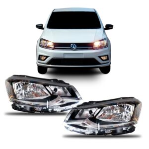 Farolete Gol G7 16 17 18 Foco Simples Friso Cromado 1ª Linha