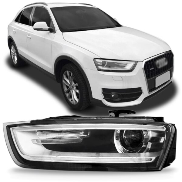 Farol Audi Q3 2012 13 2014 2015 Elétrico Sem Xênon 1ª Linha - Esquerdo/motorista
