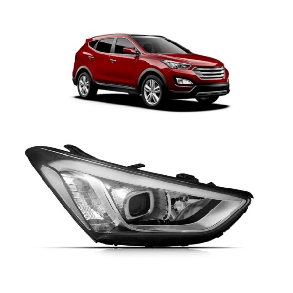 Farol Santa Fe 2014 2015 2016 Com Led Sem Xenom 1ª Linha Direito/passageiro