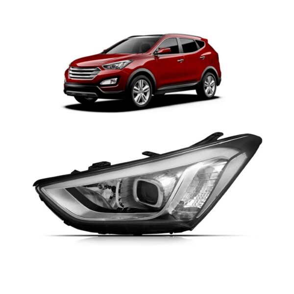 Farol Santa Fe 2014 2015 2016 Com Led Sem Xenom 1ª Linha - Esquerdo/motorista