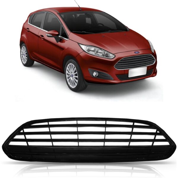 Tela Frontal Radiador Fiesta Hatch 2013 A 2016 Moldura Cinza Preto