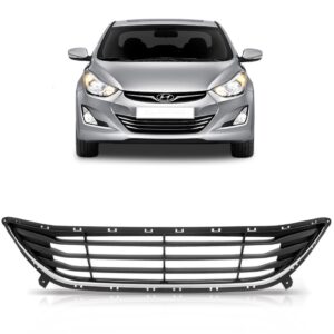 Grade Inferior Parachoque Hyundai Elantra 2015 16 1a Linha Cinza Moldura Cromada