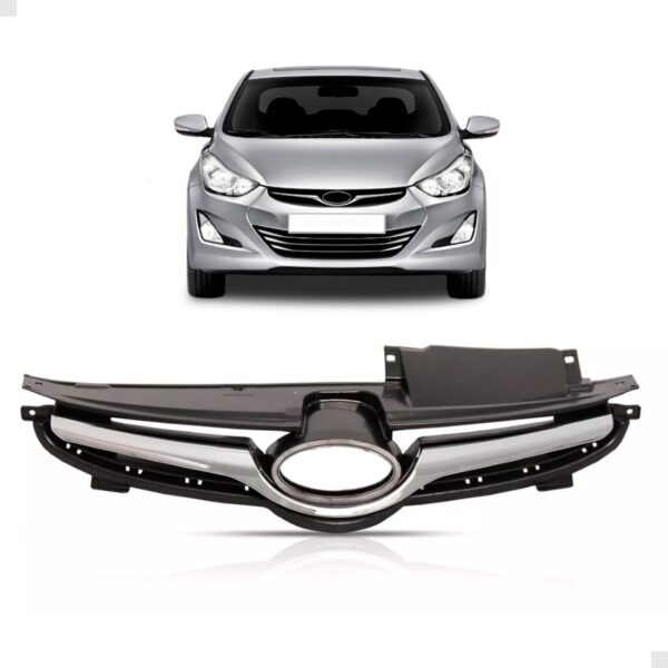 Tela Frontal Elantra 2015 A 2016 Preta C/moldura Cromada Preto