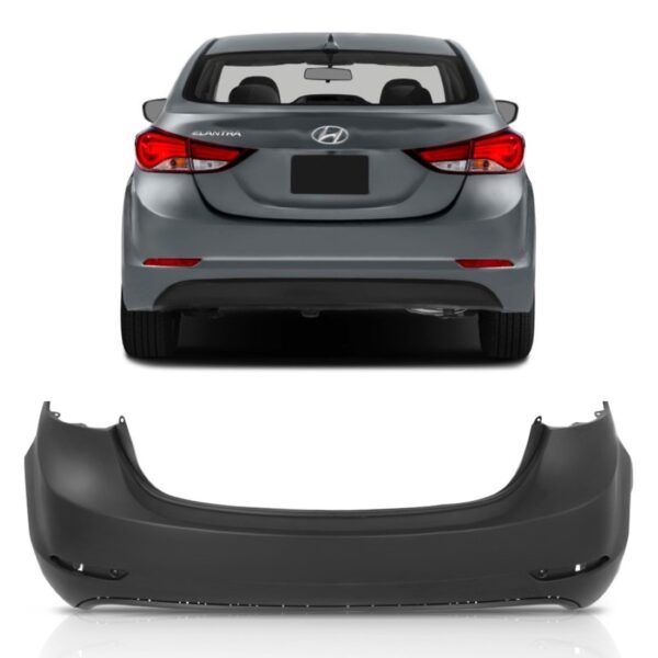 Parachoque Traseiro Elantra 2014 A 2016 Preto 1a Linha