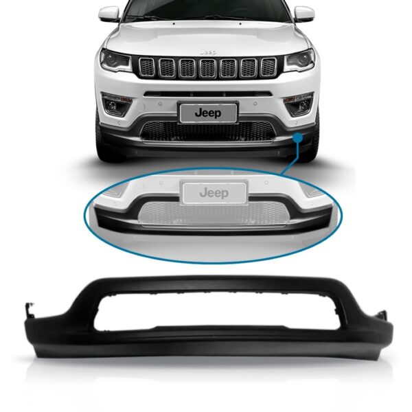 Saia Spoiler Parachoque Jeep Compass 2017 A 2021 Dianteiro Preto