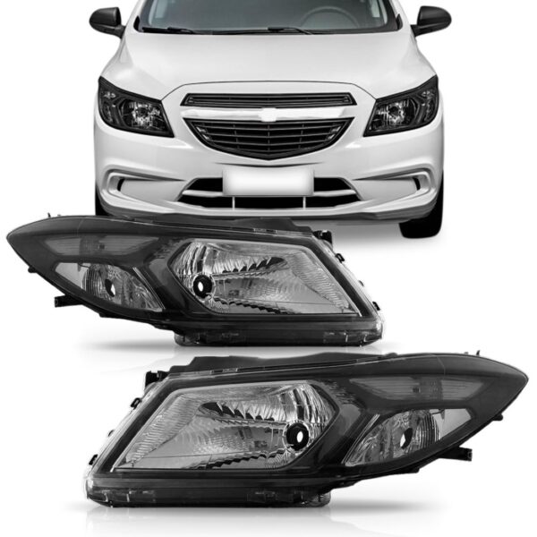 Farol Onix 2012 13 2014 15 16 Manual Máscara Negra 1ª Linha - Esquerdo/motorista