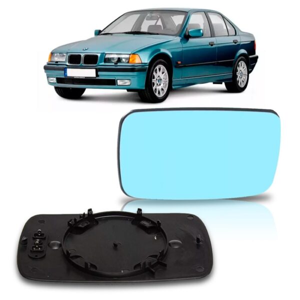Lente Retrovisor Bmw Serie 3 1992 A 1998 Azul S/ Aquecimento Lado Direito