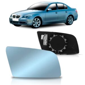 Lente Retrovisor Bmw Serie 5 03 A 07 Azul Com Aquecimento Lado Esquerdo