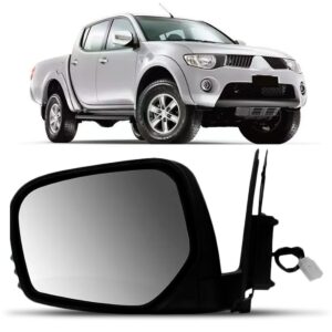 Retrovisor Triton 2008 A 2013 Eletrico Retratil Capa Cromada Lado Esquerdo