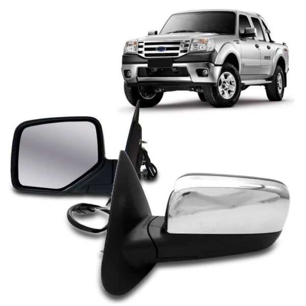 Retrovisor Pickup Ranger 2010 2011 2012 Elétrico Cromado Lado Esquerdo