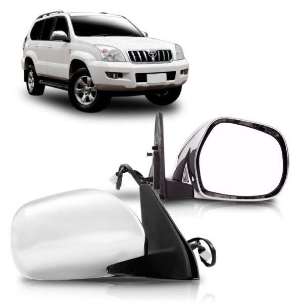 Retrovisor Prado 2004 A 2010 Retratil Eletrico Cromado Lado Direito