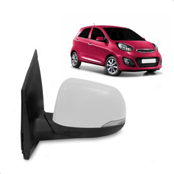 Retrovisor Picanto 2012 A 15 Elétrico C/sinaleira Capa Preta Lado Esquerdo
